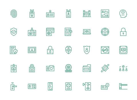 35 Regular Clean Line Icons for Access Control Graphics Dashboard Icon Series vector