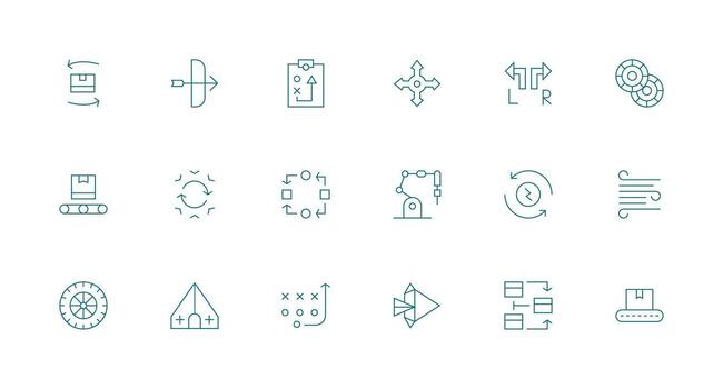 18 Icons for Movement in Minimal Line Format All-Purpose Icon Design Pack vector