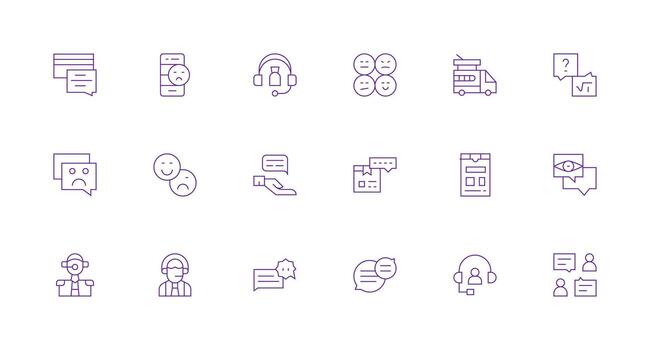 18 Icons for Response in Minimal Line Format Dashboard Icon Series vector