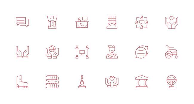 apoyo presentando 18 íconos en mínimo línea diseño de múltiples fines icono paquete para plantillas vector