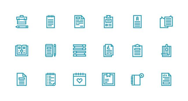 18 Strong Stroke Line Icons for Memo Graphics Dashboard Icon Series vector