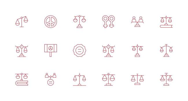 18 Icons for Equality in Minimal Line Format Display Icon Pack vector