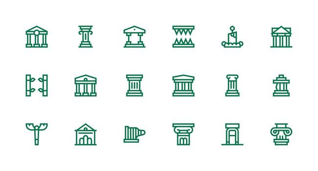 18 Strong Stroke Line Designs for Pillar Icons Quick Access Icons for UI Development vector