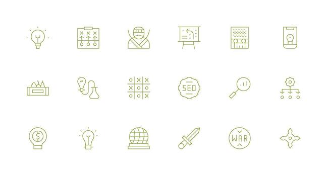 Strategy Visual Pack containing 18 Minimal Line Icons Functional Icon Series vector