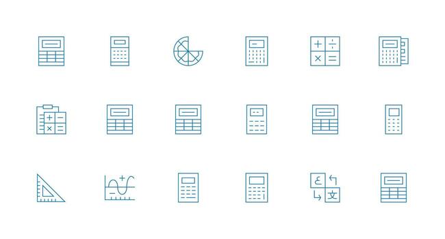 Math Icon Collection with 18 Minimal Line Designs Basic Icon Series vector