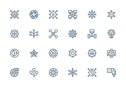 Hub featuring 24 Icons in Thick Line Line Design Essential Icons for Rapid UI Building vector