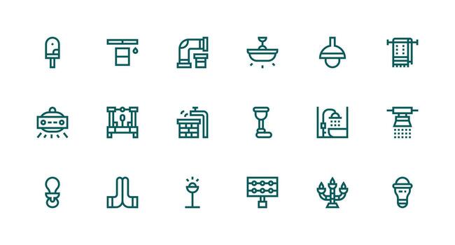 Fixture Icon Set with 18 Strong Stroke Line Graphics Responsive Icon Set for Flexible Layouts vector