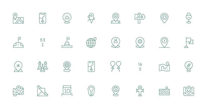 Thin Line Icons from Position Set with 32 Vectors Clean Set for Layout Prototypes