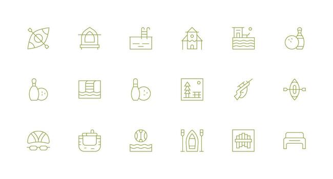 18 Minimal Line Icons for Recreation Graphics Display Icon Pack vector