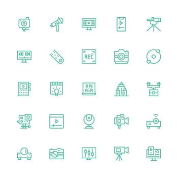 Medium Stroke Outline Icons from Set with 25 Vectors App Icon Pack