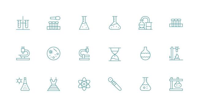 18 Minimal Line Icons for Research Lab Graphics Neutral Style Icons for Any Project vector