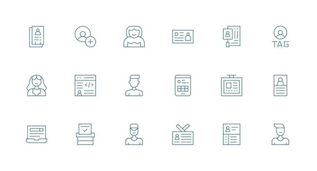 registro presentando 18 íconos en mínimo línea diseño esencial íconos para rápido ui edificio vector