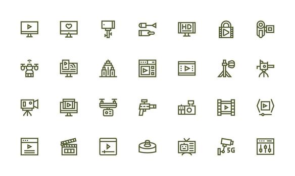 28 Icons for in Bold Line Format Customizable Icon Series for Mobile Screens vector