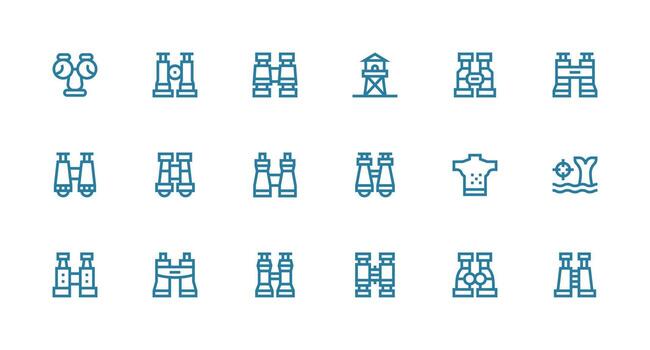 18 Icons for Spotting in Strong Stroke Line Format Pixel Perfect Icons for Modern Apps vector