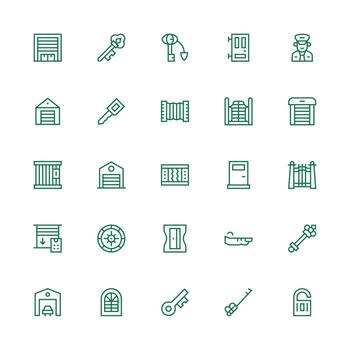 Door featuring 25 Icons in Medium Stroke Outline Design Neatly Designed Icons for Web Platforms vector