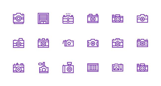 Shutter Design Icons featuring 18 in Strong Stroke Line Style Basic Icon Series vector