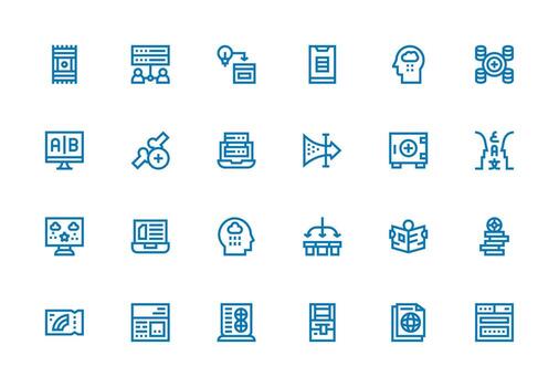 24 Thick Line Line Designs for Information Technology Icons Flexible Icon System for Web Interfaces vector