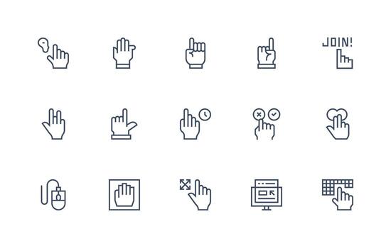 hacer clic incluso 15 regular línea ilustraciones rápido acceso íconos para ui desarrollo vector