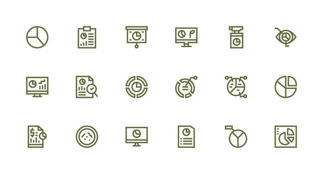 18 Strong Stroke Line Vectors for Pie Chart Theme Icon Pack for UI