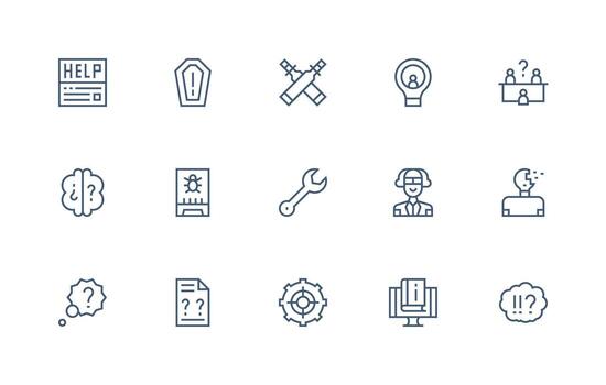 Problem Solving Set with 15 Regular Line Icons Line Icon Collection vector