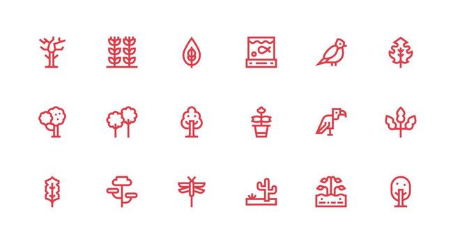Ecosystem Icon Set with 18 Strong Stroke Line Graphics UI and UX Focused Icon Collection vector