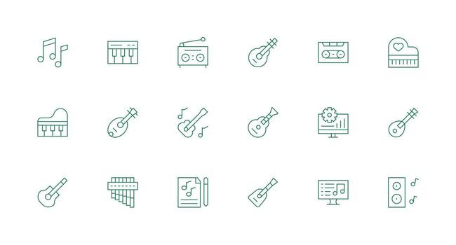 Tune including 18 Minimal Line Illustrations Balanced Icon Set for Functional Design vector