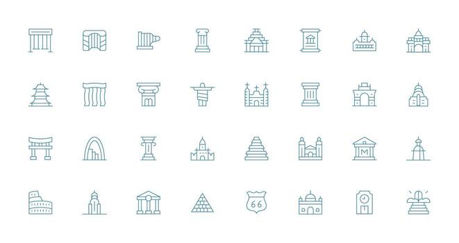 Monument featuring 32 Icons in Thin Line Design Web and App Icon Pack Collection vector