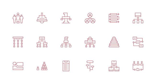 18 Icons for Hierarchy in Minimal Line Format Web Icon Collection vector