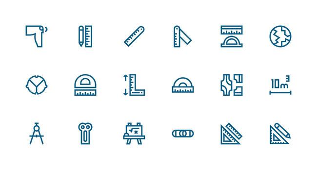 Geometry featuring 18 Icons in Strong Stroke Line Design Layout Icon Collection vector