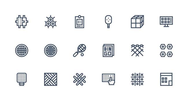 Grid Visual Pack containing 18 Strong Stroke Line Icons Simplified Icon Pack for Visual Tools vector