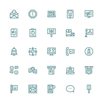 25 Icons for Message in Medium Stroke Outline Format Multi-Style Icons for Creative Projects vector