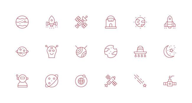 18 Icons for Cosmos in Minimal Line Format All Device Compatible Icon Set vector