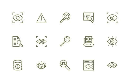 Inspect Icon Collection with 15 Regular Line Designs Core Icon Collection for Daily Tasks vector