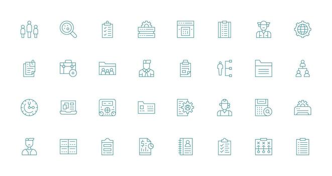 32 Delgado línea estilo íconos desde administración colección escalable íconos para multiplataforma interfaces vector