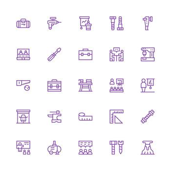 25 medio carrera contorno íconos para taller gráficos ui y ux enfocado icono colección vector