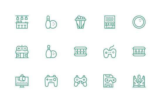 15 Icons for Arcade in Regular Line Format Icon Pack vector