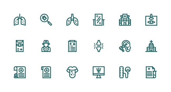 Diagnosis Design Icons featuring 18 in Strong Stroke Line Style Basic Icon Series vector