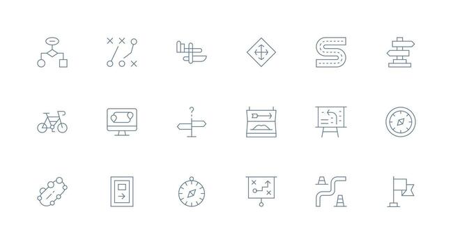 18 Path Icons in Minimal Line Aesthetic Functional Icon Series vector