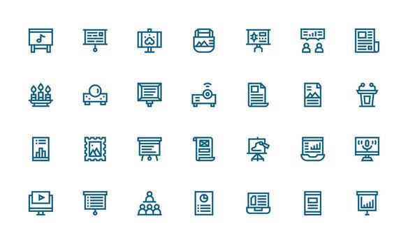 28 Bold Line Icons for Presentation Graphics Full Icon Library for UI Designers vector