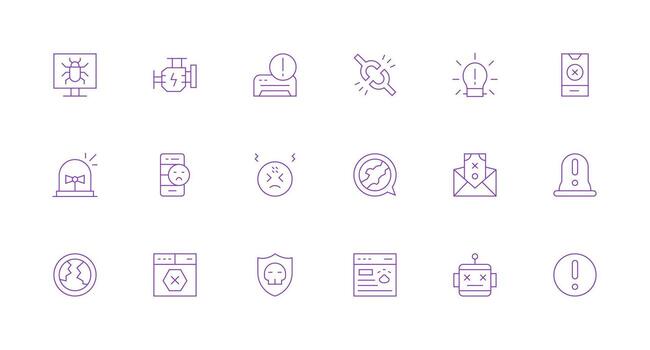 error incluso 18 mínimo línea ilustraciones lleno icono biblioteca para ui diseñadores vector