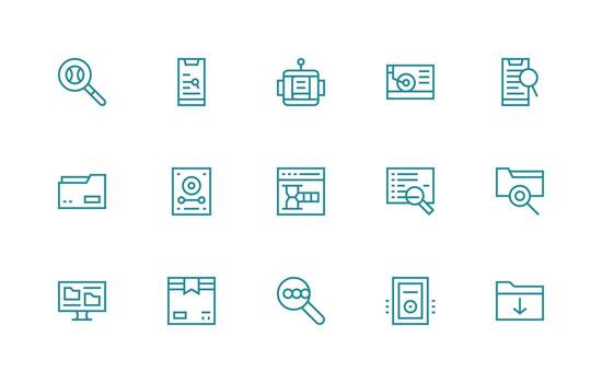 Regular Line Style Retrieve Icons with 15 Vectors Flexible Icon System for Web Interfaces