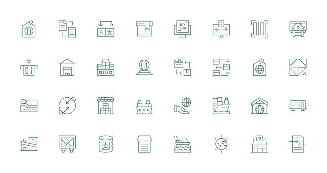 Thin Line Style Export Icons with 32 Vectors Icon Pack for UI
