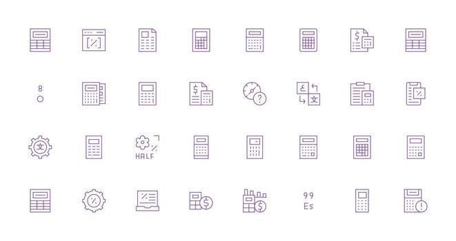 Thin Line Icons from Calculation Set with 32 Vectors Multi-Purpose Icon Set