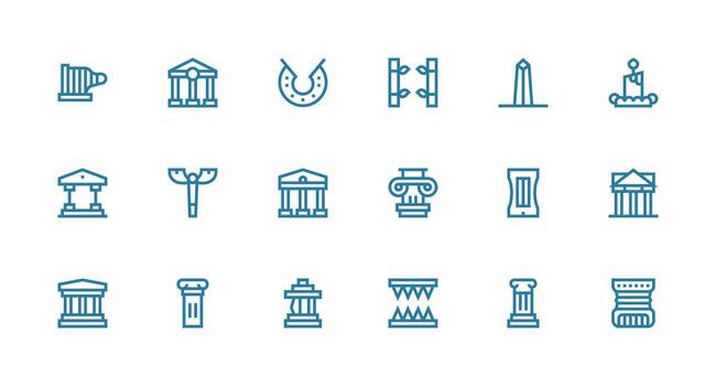 Pillar featuring 18 Icons in Strong Stroke Line Design UI and UX Focused Icon Collection vector
