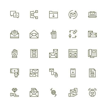 Receive Design Icons featuring 25 in Medium Stroke Outline Style Web Icon Collection vector
