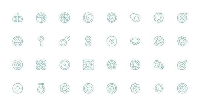 Concentric Visual Pack containing 32 Thin Line Icons Scalable Icons for Cross-Platform Interfaces vector
