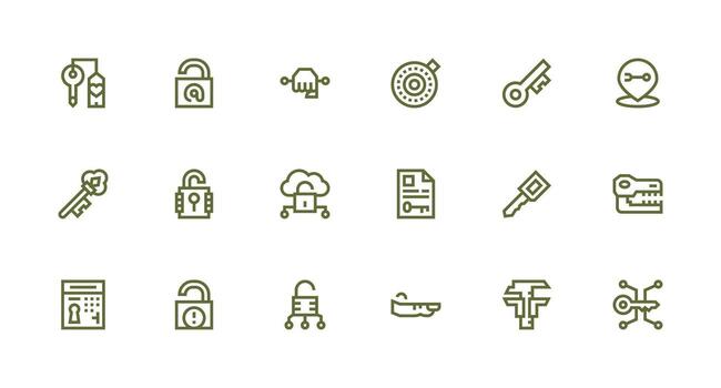 desbloquear icono conjunto con 18 fuerte carrera línea gráficos ui y ux enfocado icono colección vector