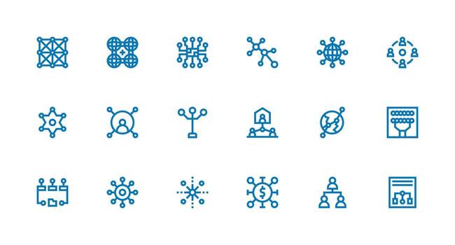 18 Icons for Connections in Strong Stroke Line Format Sharp Icons for Presentations vector