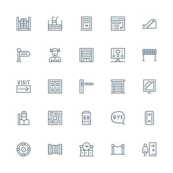 25 medio carrera contorno vectores para salida tema sensible icono conjunto para flexible diseños