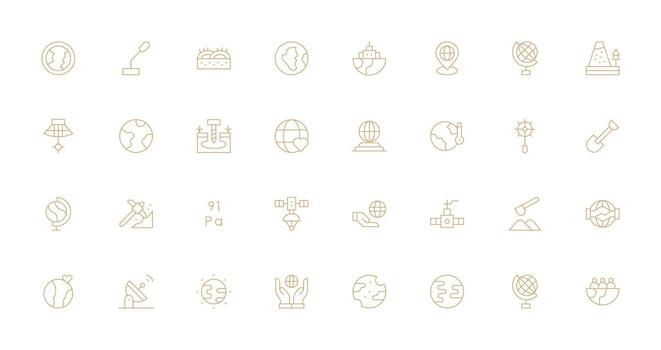 32 Thin Line Designs for Earth Icons Flexible Icon System for Web Interfaces vector